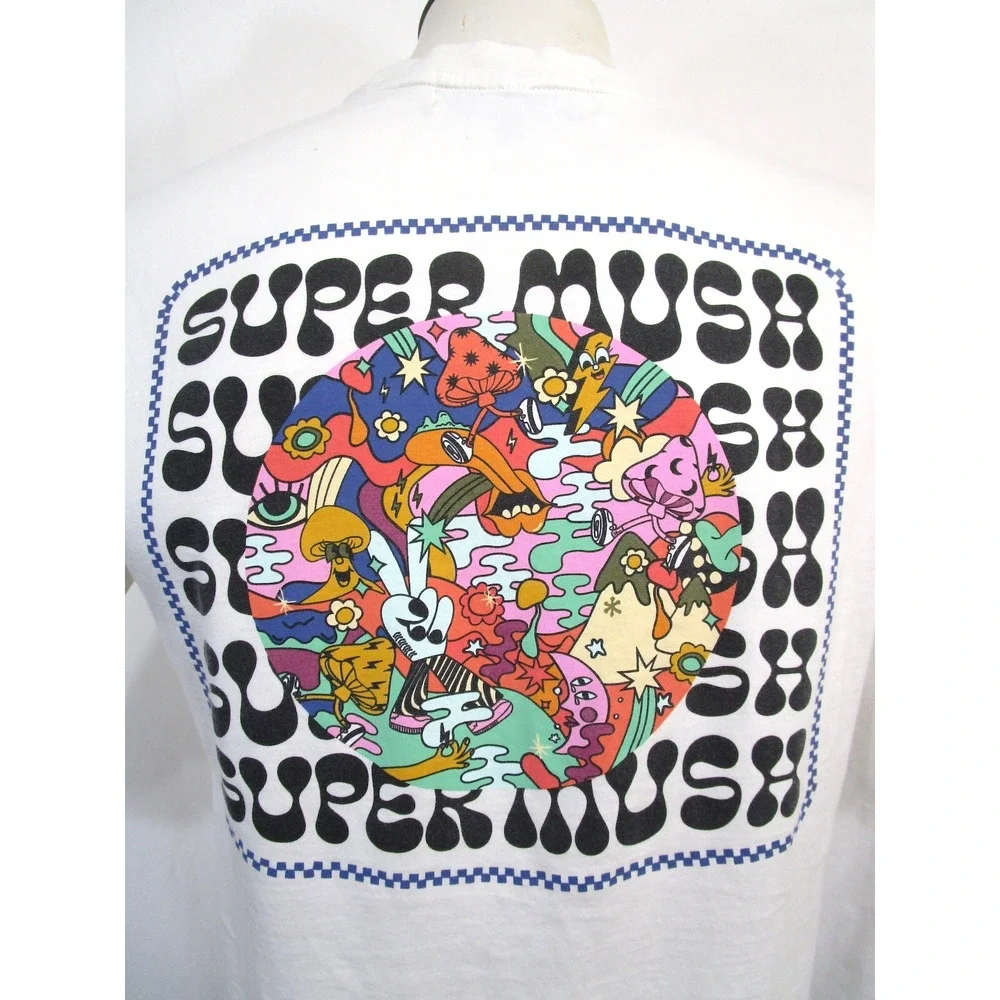 Super Mush Venice CA Psychedelic White T-Shirt Men Sz M - Picture 1 of 10